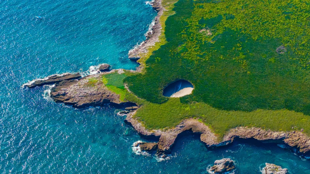 Aerial view of Playa del Amor with Surf Mexico.